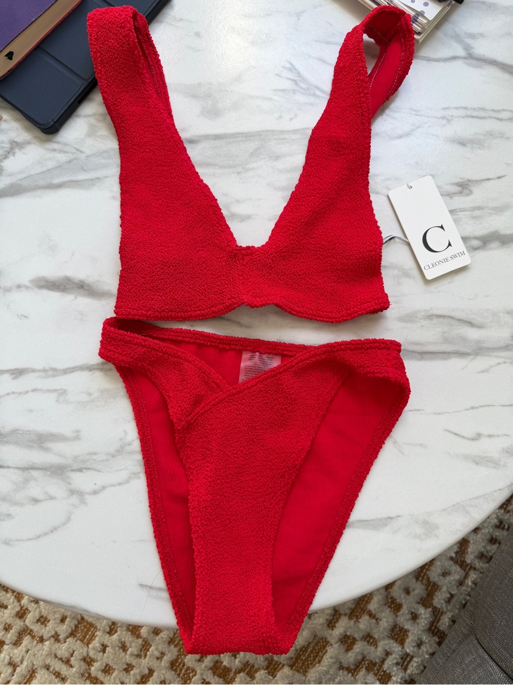 Cleonie Swim Red Bikini Set One Size NWT